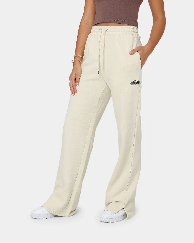 Stussy Women's Stock Wide Leg Track Pants Oatmeal Stylish Slim Trousers
