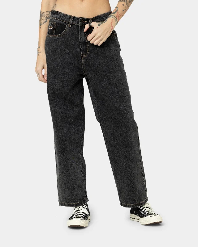 X-Large Bull Denim 91 Wide Leg Pants Washed Black Cozy Fitted Pants
