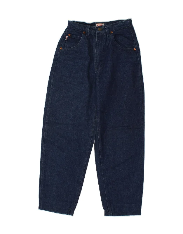 ENRICO COVERI Womens Tapered Jeans W28 L26 Navy Blue Cotton Casual High-Waisted Bootcut Jeans