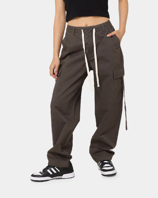 MNML Women's Baggy Cargo Pants Charcoal Soft Stretch Pants