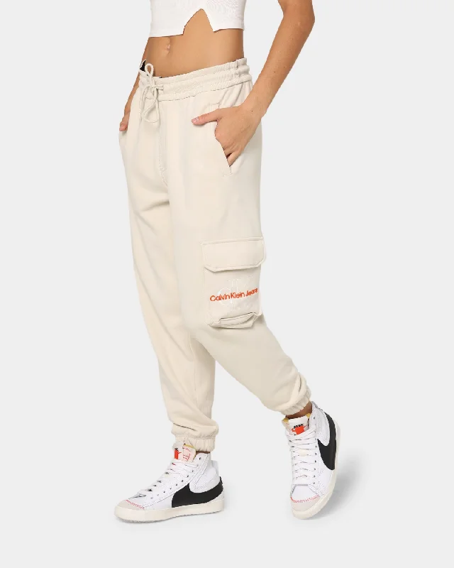 Calvin Klein Two Tone Monogram HWK Pants Eggshell Comfy High-Waist Jeans