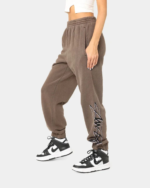 Stussy Shadow Script Track Pants Pigment Brown High-Waist Yoga Pants