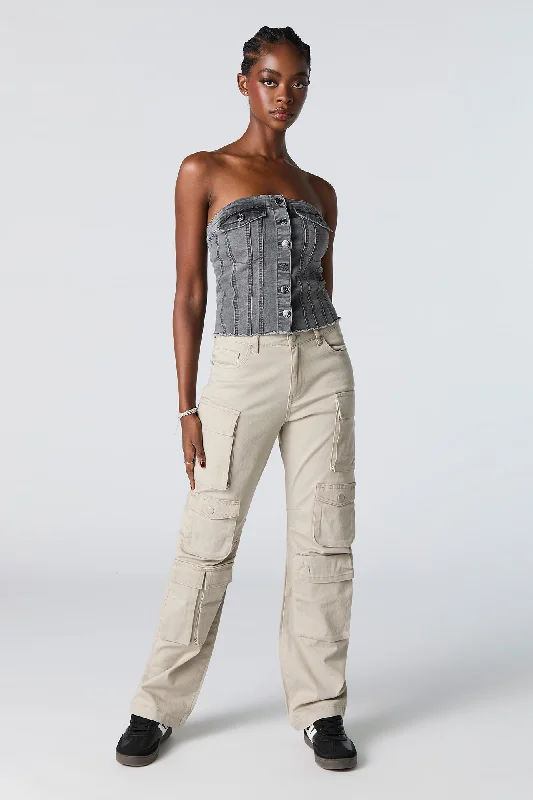 Multi Pocket Straight Leg Cargo Pant Trendy Wide-Legged Trousers