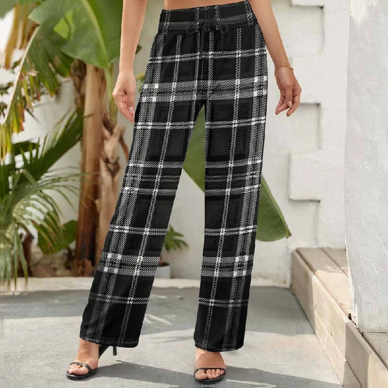 TRP Twisted Patterns 06: Digital Plaid 01-06A Ladies Designer High Waist Wide Leg Pants Casual Wide Pants TRP Twisted Patterns 06: Digital Plaid 01-06A Ladies Designer High Waist Wide Leg Pants Casual Wide Pants