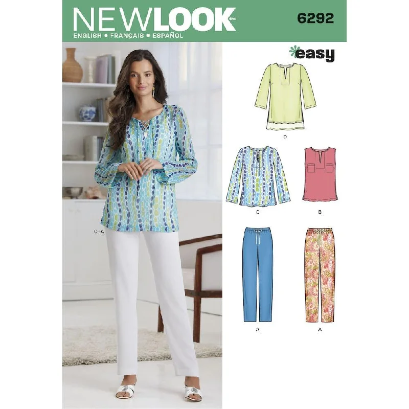 Newlook Pattern 6292 Misses' Tunic or Top and Pull-on Pants Slim-Fit Leggings