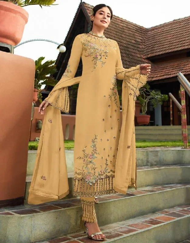 Yellow Heavy Faux Georgette Straight Pant Trendy Palazzo Pants
