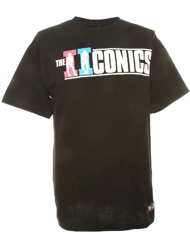 Billie and Peyton Black Printed T-shirt - M Chenille Blend Fleece Blend Nylon Blend