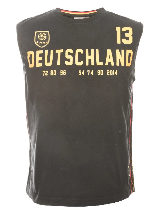 Black Deutschland Printed T-shirt - M Welt Pockets Slit Pockets Flap Pockets