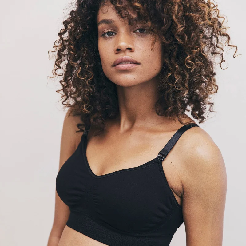 T-shirt Maternity Bra - Black Collared T-Shirt Boat Neck A-Line