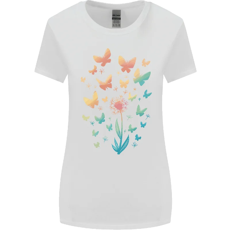 Dandelion Butterfly Plant Gardening Womens Wider Cut T-Shirt Fleece Nylon Spandex