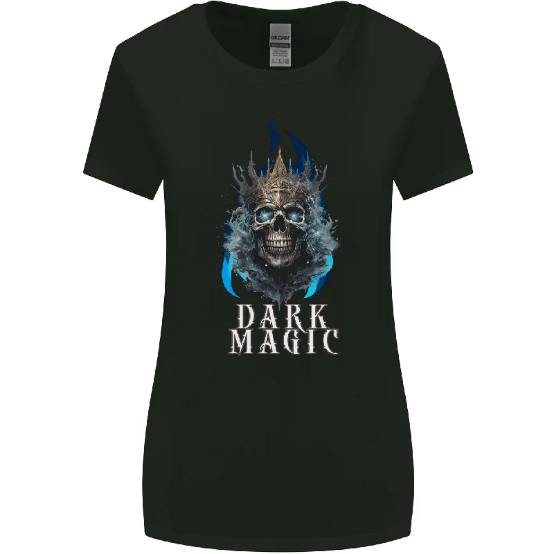 Dark Magic Skull King Womens Wider Cut T-Shirt Hooded Caped Shawl Collar
