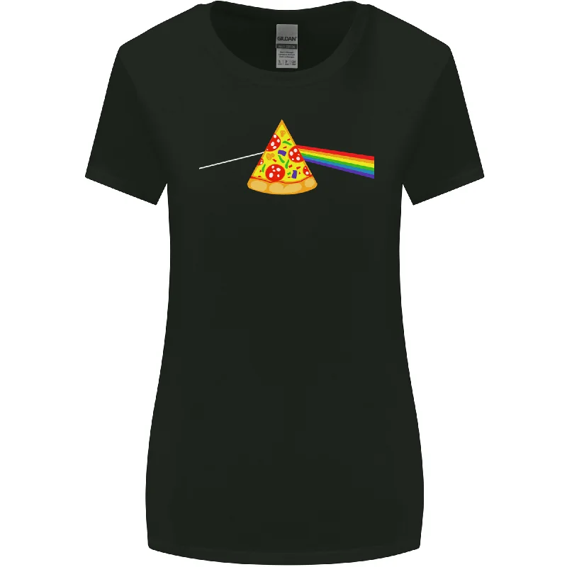 Dark Side of the Pizza Funny Food Womens Wider Cut T-Shirt Nylon Fabric Polyester Fabric Spandex Fabric Dark Side of the Pizza Funny Food Womens Wider Cut T-Shirt Nylon Fabric Polyester Fabric Spandex Fabric