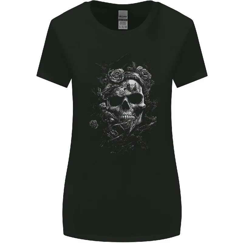 Dark Skull Dark Heart Gothic Goth Womens Wider Cut T-Shirt Mesh Fabric Canvas Fabric Denim Fabric Dark Skull Dark Heart Gothic Goth Womens Wider Cut T-Shirt Mesh Fabric Canvas Fabric Denim Fabric