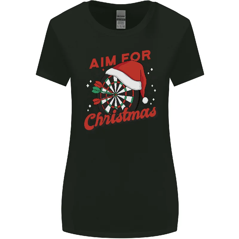 Darts Aim for Christmas Funny Xmas Womens Wider Cut T-Shirt Ribbed Striped Patterned Darts Aim for Christmas Funny Xmas Womens Wider Cut T-Shirt Ribbed Striped Patterned