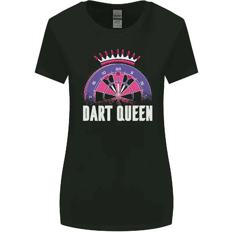 Darts Queen Funny Womens Wider Cut T-Shirt Collared Crew Neck Turtle Neck