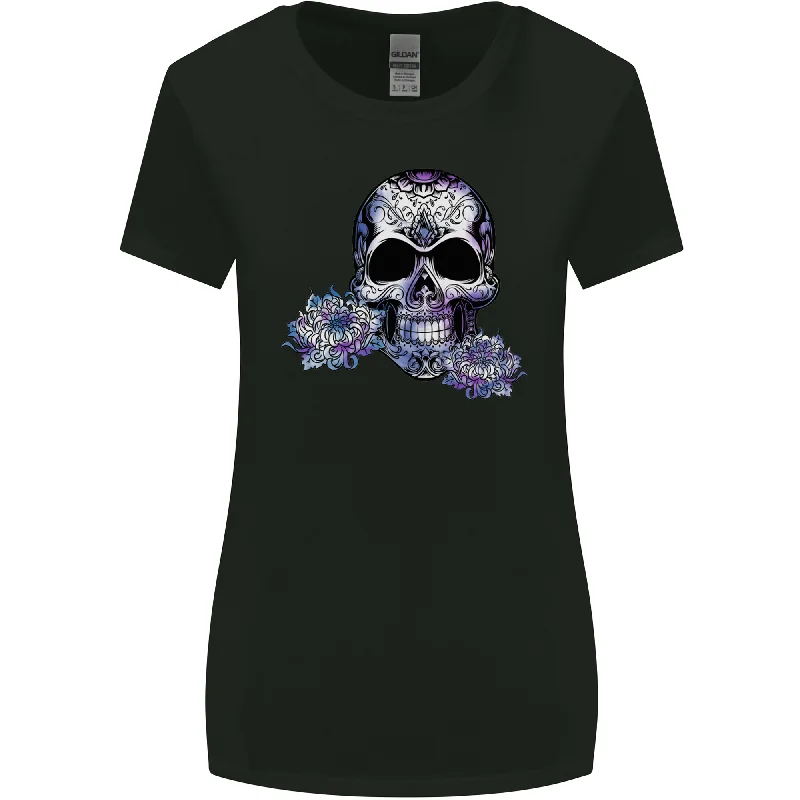 Day of the Dead Skull DOTD Womens Wider Cut T-Shirt Modern Contemporary Chic