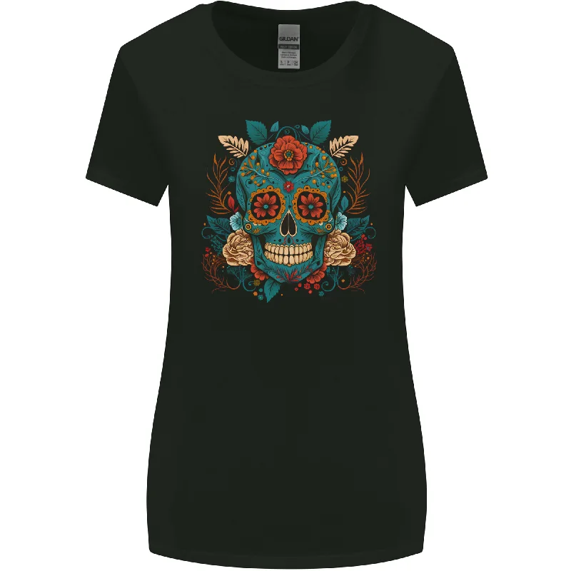 Day of the Dead Sugar Skull DOTD Womens Wider Cut T-Shirt Anti-Shrink Durable Soft