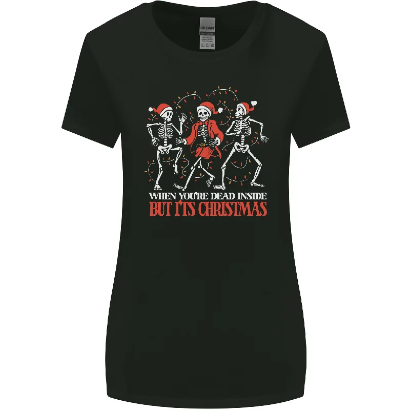 Dead Inside But Its Christmas Anti Xmas Womens Wider Cut T-Shirt Denim Fabric Leather Fabric Suede Fabric Dead Inside But Its Christmas Anti Xmas Womens Wider Cut T-Shirt Denim Fabric Leather Fabric Suede Fabric