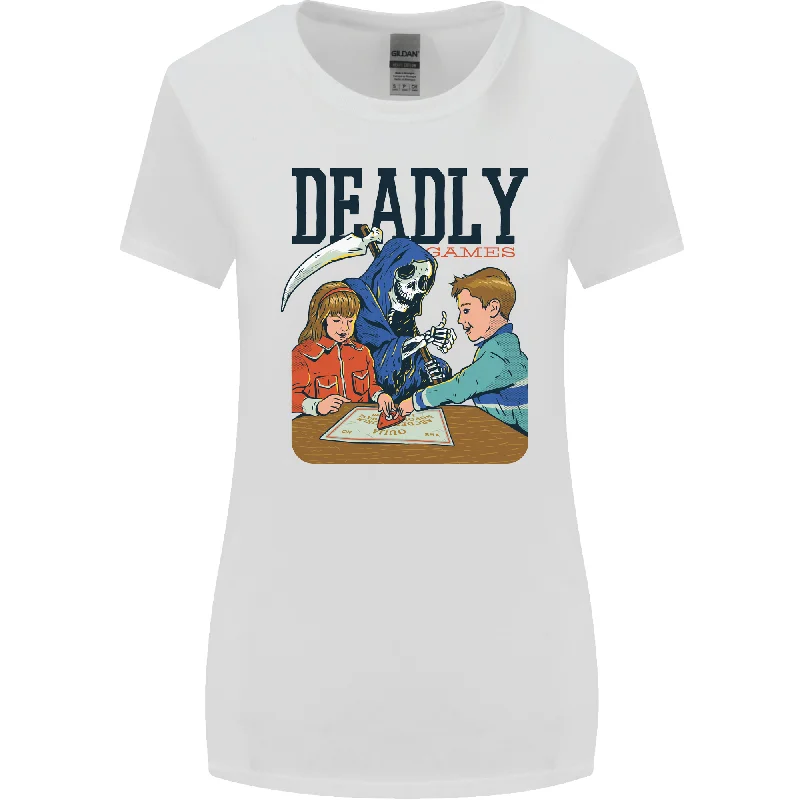 Deadly Games Ouija Board For Kids Grim Reaper Womens Wider Cut T-Shirt Front Pockets Side Pockets Patch Pockets Deadly Games Ouija Board For Kids Grim Reaper Womens Wider Cut T-Shirt Front Pockets Side Pockets Patch Pockets