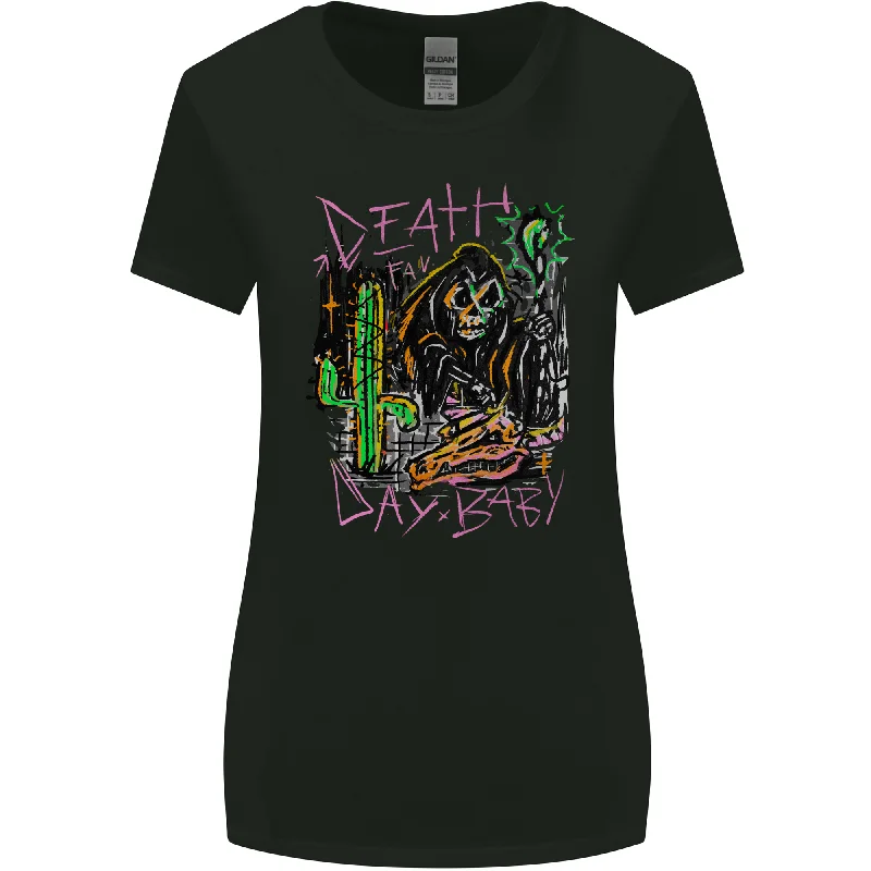 Death Day Halloween Grim Reaper Womens Wider Cut T-Shirt Collared Crew Neck Turtle Neck Death Day Halloween Grim Reaper Womens Wider Cut T-Shirt Collared Crew Neck Turtle Neck