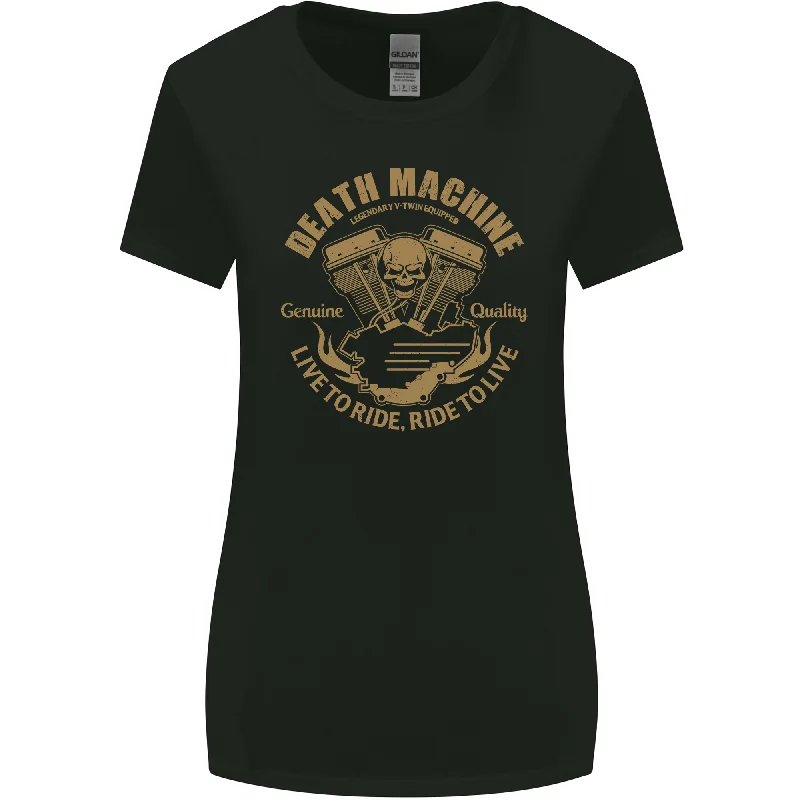 Death Machine Biker Motorcycle Motorbike Womens Wider Cut T-Shirt Rayon Fabric Velvet Fabric Corduroy Fabric Death Machine Biker Motorcycle Motorbike Womens Wider Cut T-Shirt Rayon Fabric Velvet Fabric Corduroy Fabric