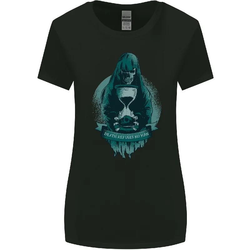 Death Refuses No Man Grim Reaper Skull Womens Wider Cut T-Shirt Plaid T-Shirt Polka Dot Checkered Death Refuses No Man Grim Reaper Skull Womens Wider Cut T-Shirt Plaid T-Shirt Polka Dot Checkered