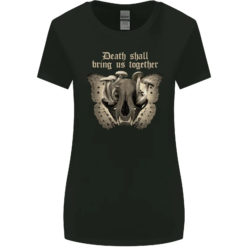 Death Together Butterfly Skull Mushrooms Womens Wider Cut T-Shirt Cozy Warm Stylish