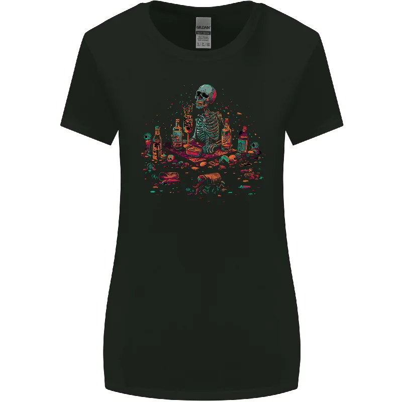 Debauchery Death Skull Alcohol Beer Weed Womens Wider Cut T-Shirt Collared Crew Neck Turtle Neck Debauchery Death Skull Alcohol Beer Weed Womens Wider Cut T-Shirt Collared Crew Neck Turtle Neck