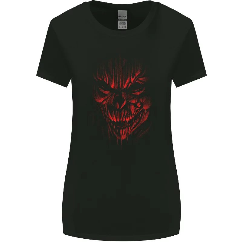 Demon Skull Devil Satan Grim Reaper Gothic Womens Wider Cut T-Shirt Collared T-Shirt Boat Neck A-Line Demon Skull Devil Satan Grim Reaper Gothic Womens Wider Cut T-Shirt Collared T-Shirt Boat Neck A-Line