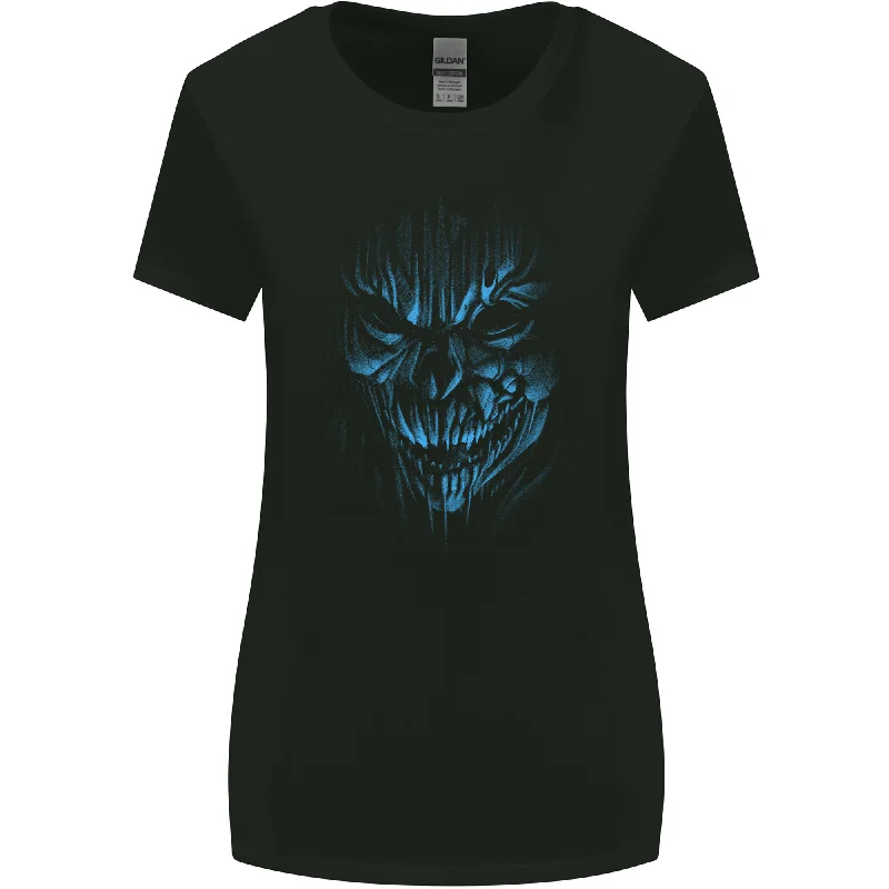 Demon Skull Devil Satan Grim Reaper Gothic Womens Wider Cut T-Shirt Mesh Blend Leather Blend Suede Blend Demon Skull Devil Satan Grim Reaper Gothic Womens Wider Cut T-Shirt Mesh Blend Leather Blend Suede Blend