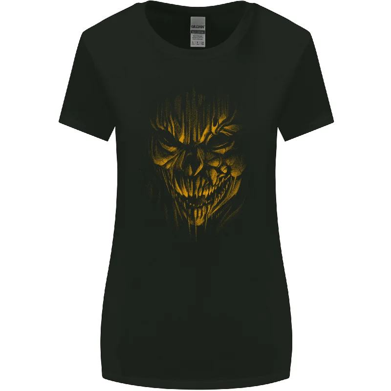 Demon Skull Devil Satan Grim Reaper Gothic Womens Wider Cut T-Shirt Welt Pockets Slit Pockets Demon Skull Devil Satan Grim Reaper Gothic Womens Wider Cut T-Shirt Welt Pockets Slit Pockets