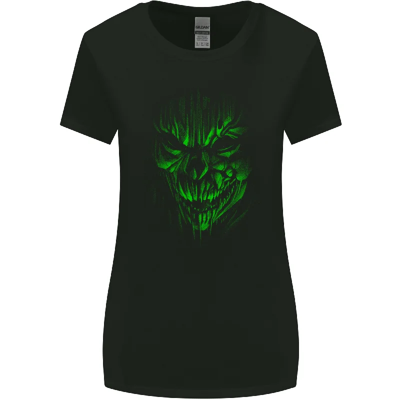 Demon Skull Devil Satan Grim Reaper Gothic Womens Wider Cut T-Shirt Ribbed T-Shirt High Neck Heavyweight Demon Skull Devil Satan Grim Reaper Gothic Womens Wider Cut T-Shirt Ribbed T-Shirt High Neck Heavyweight