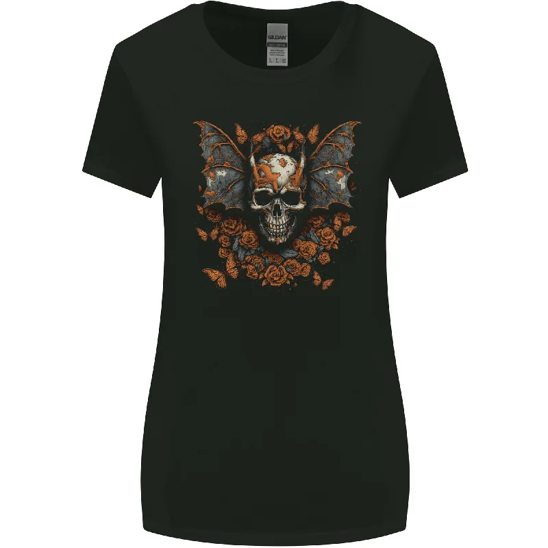 Demonic Bat Skull Satan Grim Reaper Demon Womens Wider Cut T-Shirt Elegant Classic Vintage Demonic Bat Skull Satan Grim Reaper Demon Womens Wider Cut T-Shirt Elegant Classic Vintage