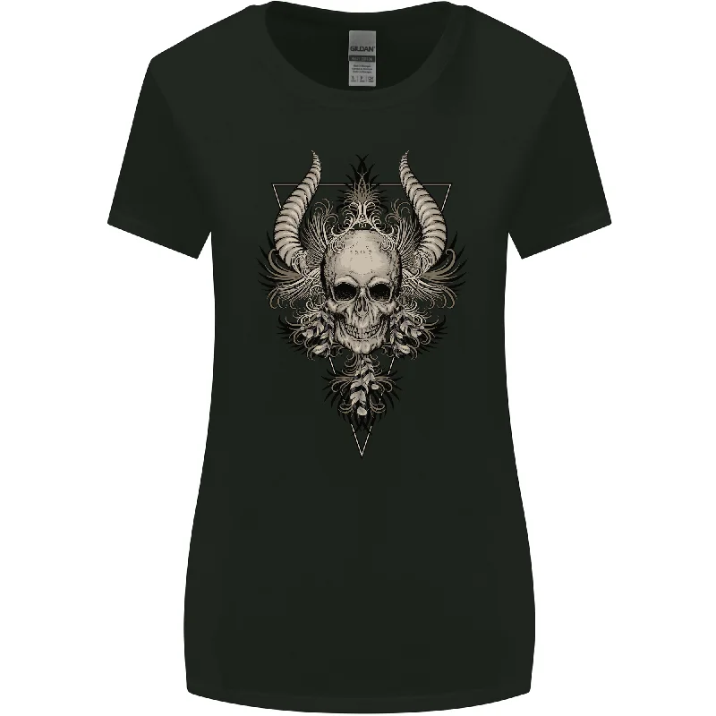 Demonic Skull Triangle Heavy Metal Womens Wider Cut T-Shirt Houndstooth Herringbone Solid Demonic Skull Triangle Heavy Metal Womens Wider Cut T-Shirt Houndstooth Herringbone Solid