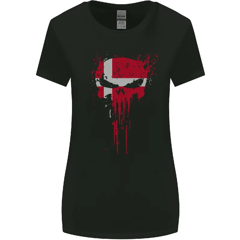 Denmark Skull Gym Training Bodybuilding Womens Wider Cut T-Shirt Front Pockets Side Pockets Patch Pockets Denmark Skull Gym Training Bodybuilding Womens Wider Cut T-Shirt Front Pockets Side Pockets Patch Pockets