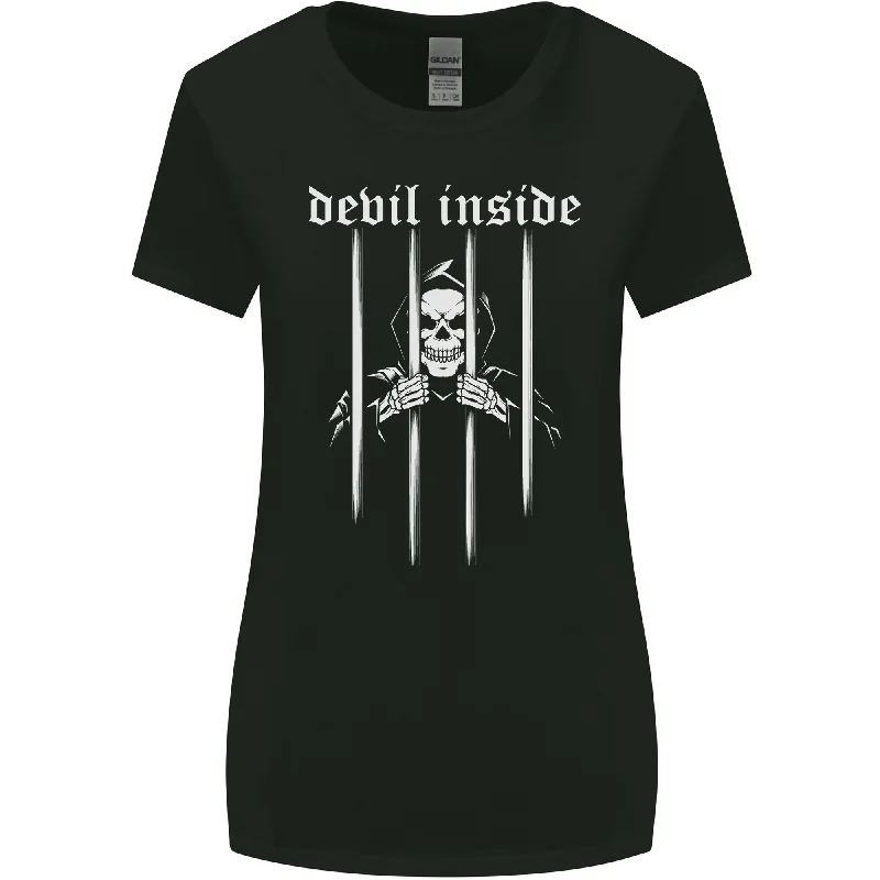 Devil Inside Grim Reaper Satan Skull Gothic Womens Wider Cut T-Shirt Modern Contemporary Chic Devil Inside Grim Reaper Satan Skull Gothic Womens Wider Cut T-Shirt Modern Contemporary Chic