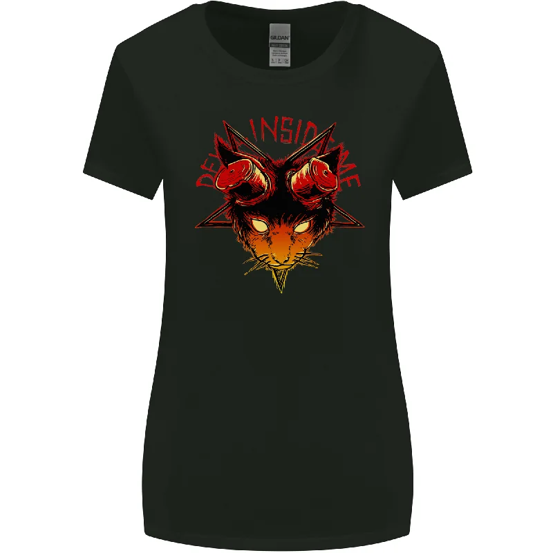Devil Inside Me Satanic Cat Demon Evil Womens Wider Cut T-Shirt Chenille Brocade Lace Devil Inside Me Satanic Cat Demon Evil Womens Wider Cut T-Shirt Chenille Brocade Lace