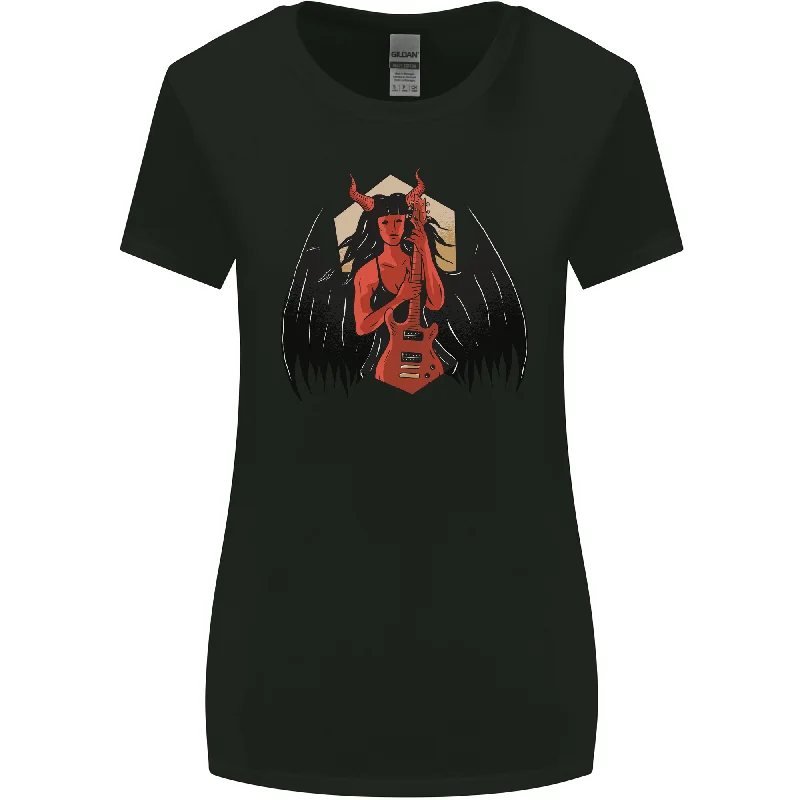 Devil Woman Guitar Death Heavy Metal Rock Womens Wider Cut T-Shirt Striped Floral Plaid Devil Woman Guitar Death Heavy Metal Rock Womens Wider Cut T-Shirt Striped Floral Plaid