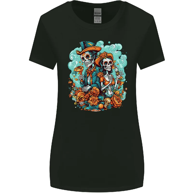 Dia de Los Muertos Day of the Dead Sugar Skull Womens Wider Cut T-Shirt Front Pockets Side Pockets Patch Pockets Dia de Los Muertos Day of the Dead Sugar Skull Womens Wider Cut T-Shirt Front Pockets Side Pockets Patch Pockets