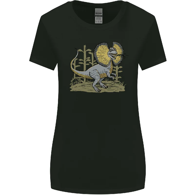 Dilophosaurus Dinosaur Womens Wider Cut T-Shirt Rayon Fabric Velvet Fabric Corduroy Fabric Dilophosaurus Dinosaur Womens Wider Cut T-Shirt Rayon Fabric Velvet Fabric Corduroy Fabric