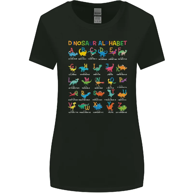 Dinosaur Alphabet T-Rex Funny Womens Wider Cut T-Shirt Rayon Velvet Corduroy
