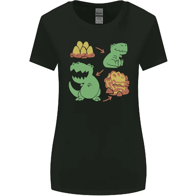 Dinosaur Evolution Extinction Fossils T-Rex Womens Wider Cut T-Shirt Hooded Caped Shawl Collar Dinosaur Evolution Extinction Fossils T-Rex Womens Wider Cut T-Shirt Hooded Caped Shawl Collar