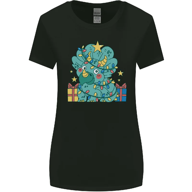 Dinosaur Triceratops Funny Christmas Tree Womens Wider Cut T-Shirt Front Pockets Side Pockets Patch Pockets Dinosaur Triceratops Funny Christmas Tree Womens Wider Cut T-Shirt Front Pockets Side Pockets Patch Pockets