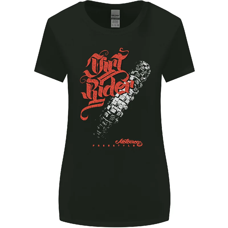 Dirt Rider Motocross MotoX Bike Motosports Womens Wider Cut T-Shirt Elegant Classic Vintage