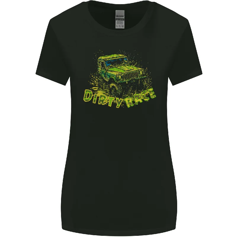 Dirty Race 4X4 Off Roading Womens Wider Cut T-Shirt Rayon Velvet Corduroy