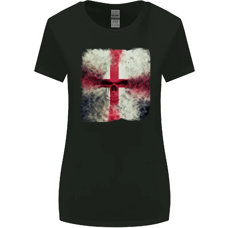 Dissolving England Flag St Georges Skull Womens Wider Cut T-Shirt Collared Crew Neck Turtle Neck Dissolving England Flag St Georges Skull Womens Wider Cut T-Shirt Collared Crew Neck Turtle Neck