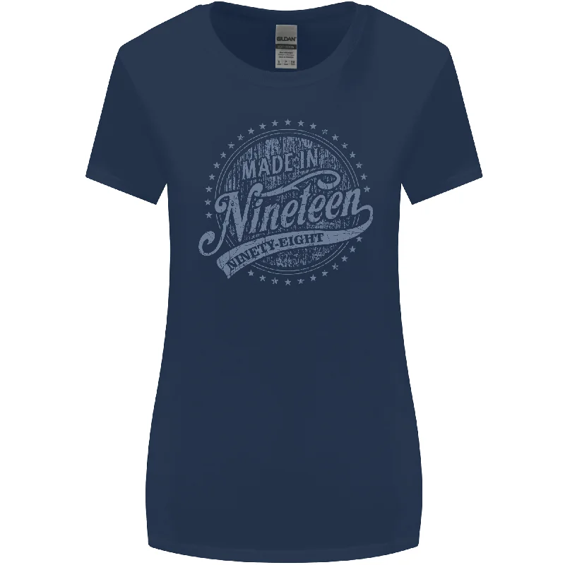 Distressed 25th Birthday Made In 1998 Womens Wider Cut T-Shirt Navy Blue Satin Blend Silk Blend Wool Blend Distressed 25th Birthday Made In 1998 Womens Wider Cut T-Shirt Navy Blue Satin Blend Silk Blend Wool Blend