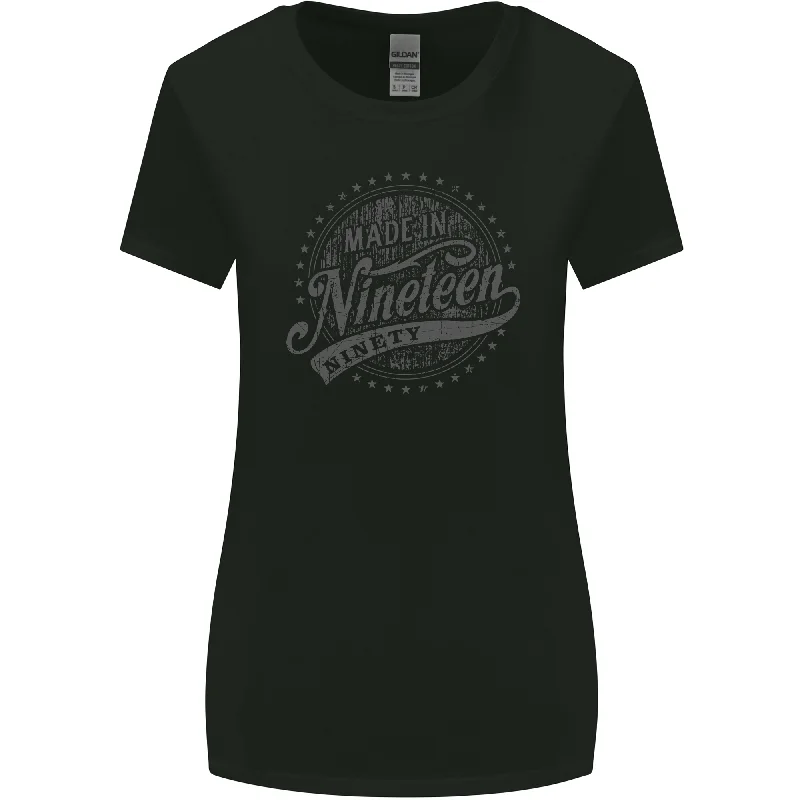 Distressed 33rd Birthday Made In 1990 Womens Wider Cut T-Shirt Black Terry Blend Velvet Blend Canvas Blend Distressed 33rd Birthday Made In 1990 Womens Wider Cut T-Shirt Black Terry Blend Velvet Blend Canvas Blend