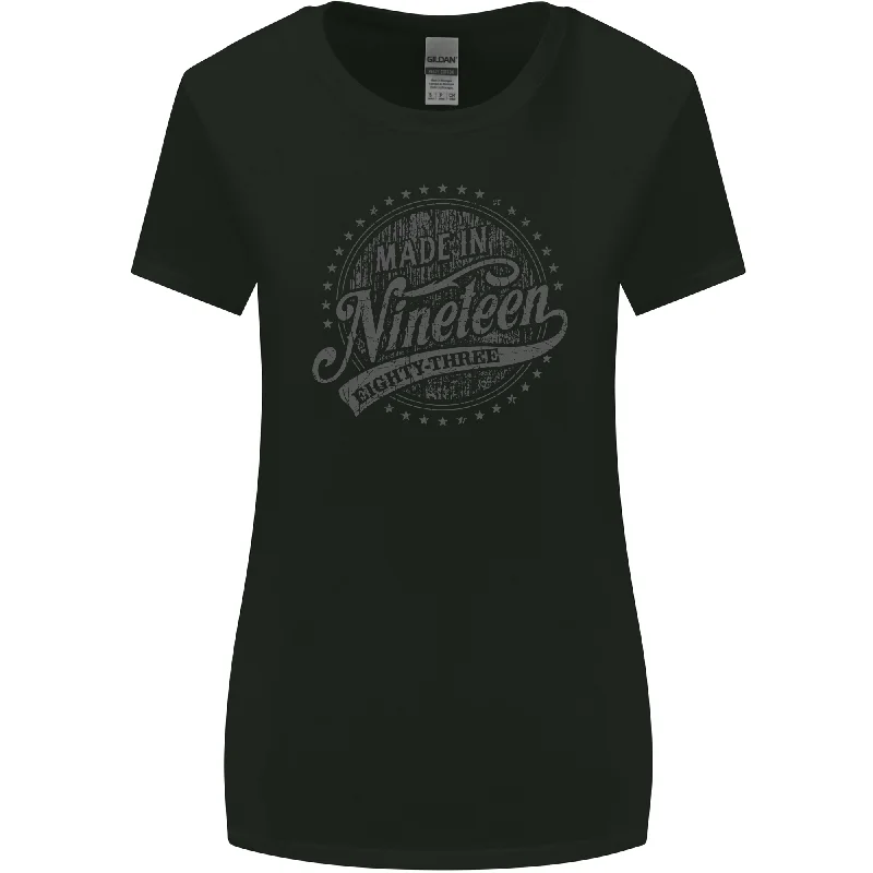Distressed 40th Birthday Made In 1983 Womens Wider Cut T-Shirt Black Casual Formal Business Distressed 40th Birthday Made In 1983 Womens Wider Cut T-Shirt Black Casual Formal Business