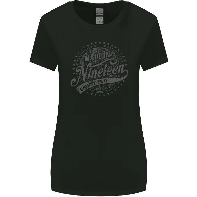 Distressed 41st Birthday Made In 1982 Womens Wider Cut T-Shirt Black Machine Wash Dry Clean Hand Wash Distressed 41st Birthday Made In 1982 Womens Wider Cut T-Shirt Black Machine Wash Dry Clean Hand Wash